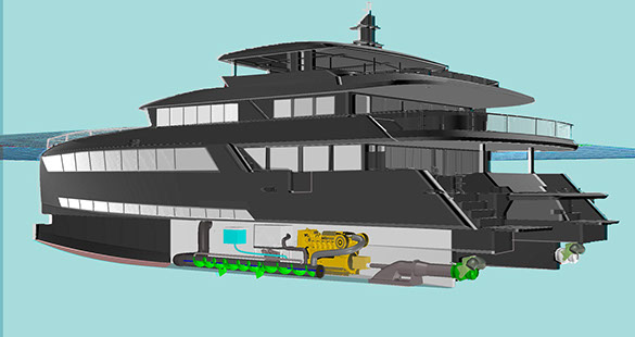 Illustration of a megayacht with RCI installed